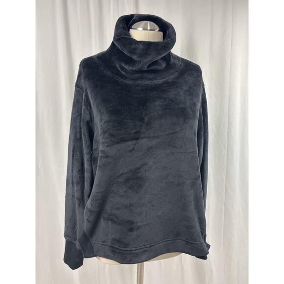Athleta Double Cozy Karma Funnel Neck Velour Pullover Black Size S Loungewear - Picture 1 of 8